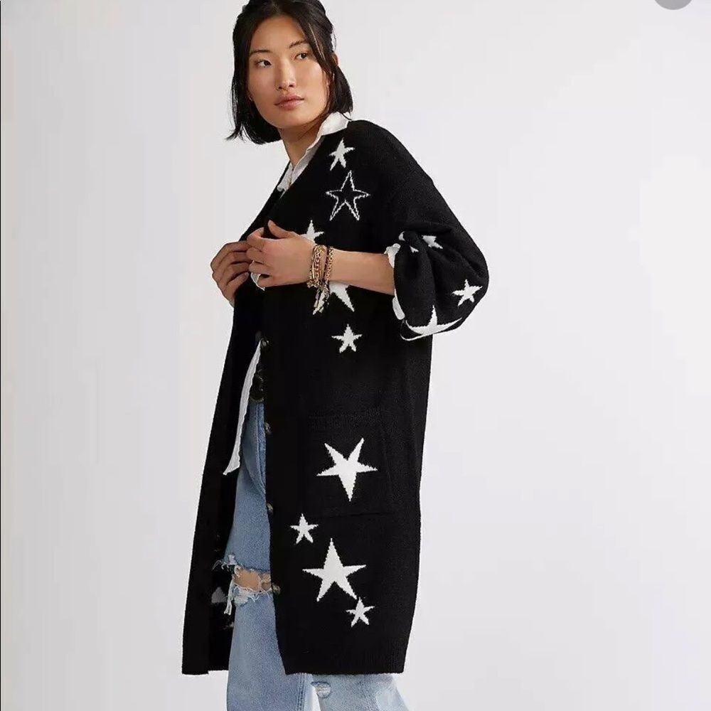 New Anthropologie Stars Longline Cardigan Medium #148
